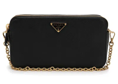 Pre-owned Prada Women's  Dual Zip Leather Bag In Black