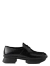 Prada Brushed Leather Squared-toe Loafers In Black