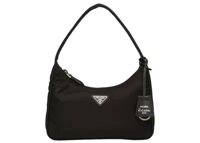 Pre-owned Prada Women's  Hobo Tessuto Shoulder Bag Mini In Black