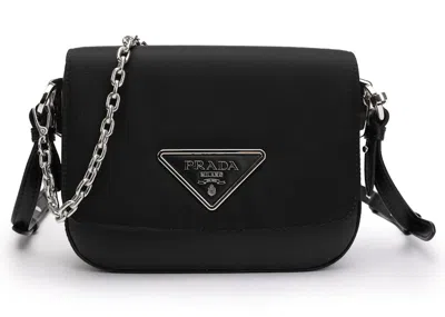 Pre-owned Prada Women's  Identity Logoplaque Shoulder Bag In Black