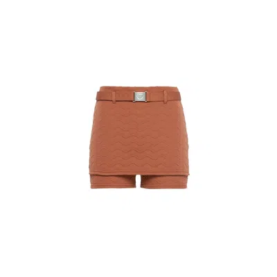 Pre-owned Prada Women's  Jacquard Shorts In Sienna In Brown