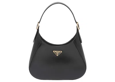 Pre-owned Prada Women's  Logo Leather Shoulder Bag In Black/gold In Multi