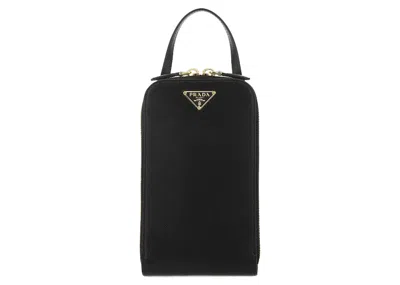 Pre-owned Prada Women's  Logo Plaque Crossbody Bag Mini In Black
