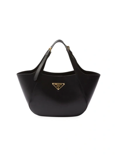 Prada Women's  Medium Leather Tote Bag In Black
