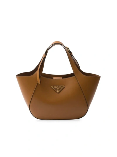 Prada Women's  Medium Leather Tote Bag In Caramel