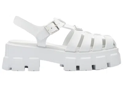 Pre-owned Prada Women's  Monolith Foam Rubber 55mm Sandals Sneakers In White