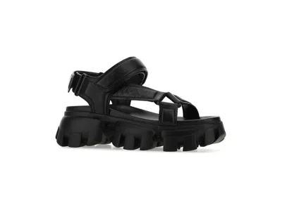Pre-owned Prada Women's  Nastro Sandal Leather Sneakers In Black