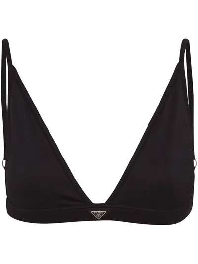 Pre-owned Prada Women's  Non Wired Stretch Jersey Bra In Black