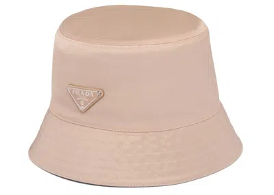 Pre-owned Prada Women's  Nylon Bucket Hat In Cameo Beige In Brown