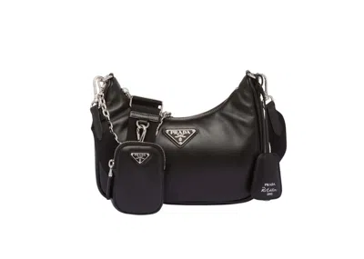 Pre-owned Prada Women's  Padded Nappaleather Reedition Shoulder Bag In Black