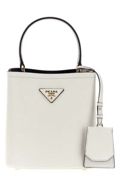 Prada Small Saffiano Leather  Panier Bag In White