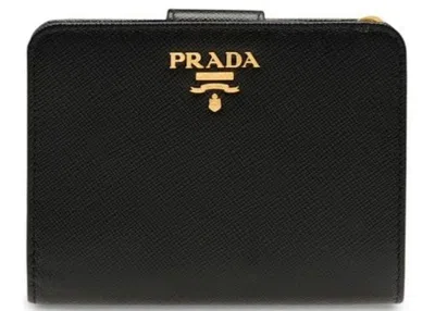 Pre-owned Prada Women's  Plain Folding Wallet Small In Black