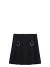 Prada Flared Pleated Skirt With Front Rings And Classic Finish