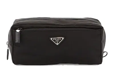 Pre-owned Prada Women's  Pouch Case Toiletry Saffiano In Nero Black