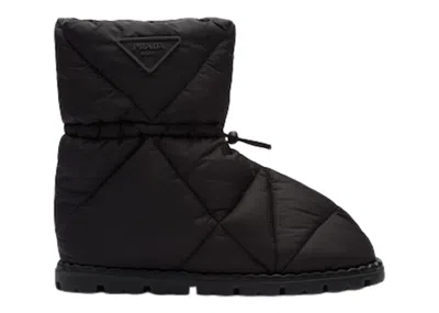 Pre-owned Prada Women's  Quilted Booties Nylon Sneakers In Black