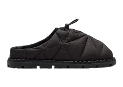 Pre-owned Prada Women's  Quilted Slides Nylon Sneakers In Black