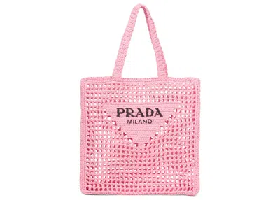 Pre-owned Prada Women's  Raffia Tote Bag In Petal Pink