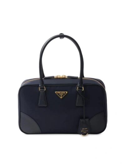Prada Women's Re-edition 1978 Medium Re-nylon And Saffiano Leather Two Handle Bag In Blue