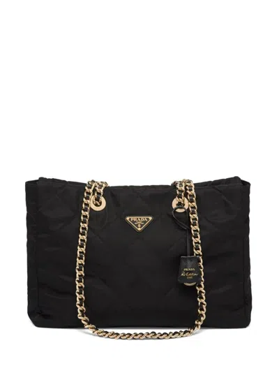 Prada Re-edition 1995 Chaine Large Re-nylon Bag In Black