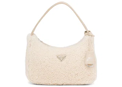 Pre-owned Prada Women's  Reedition 2000 Mini Bag In Ecru In Sand