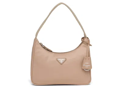 Pre-owned Prada Women's  Reedition 2000 Mini Bag Nylon In Cameo Beige In Brown