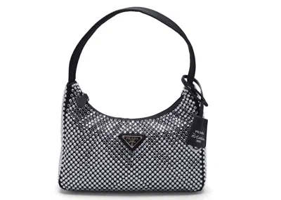 Pre-owned Prada Women's  Reedition 2000 Mini Bagin Black/crystal In Multi