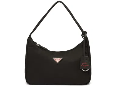 Pre-owned Prada Women's  Reedition 2000 Nylon Bag Mini In Black/red In Multi