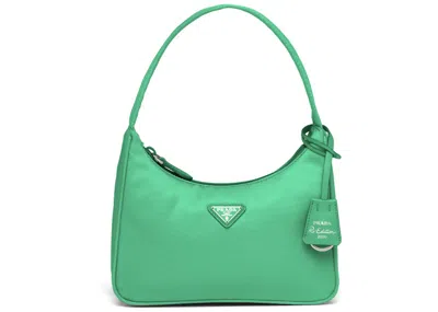 Pre-owned Prada Women's  Reedition 2000 Nylon Bag Mini In Mint Green