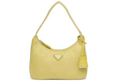 Pre-owned Prada Women's  Reedition 2000 Nylon Bag Mini In Pineapple Yellow