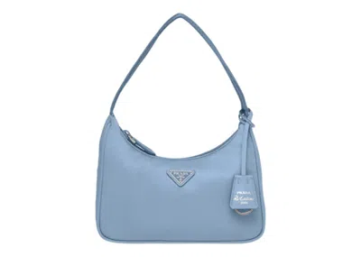 Pre-owned Prada Women's  Reedition 2000 Renylon Mini Bag In Celeste In Blue