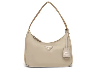 Pre-owned Prada Women's  Reedition 2000 Renylon Mini Bag In Desert Beige