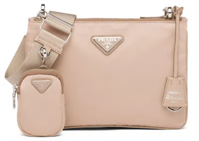 Pre-owned Prada Women's  Reedition 2000 Shoulder Bag Nylon In Cameo Beige