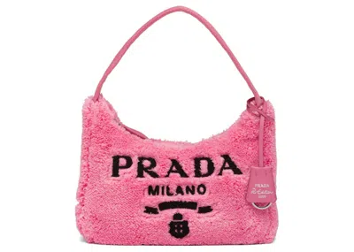Pre-owned Prada Women's  Reedition 2000 Terry Mini Bag In Petal Pink/black