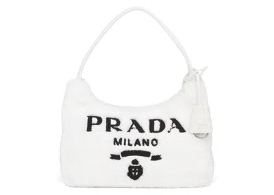 Pre-owned Prada Women's  Reedition 2000 Terry Mini Bag In White/black In Multi