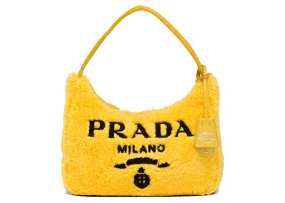 Pre-owned Prada Women's  Reedition 2000 Terry Mini Bag In Yellow/black