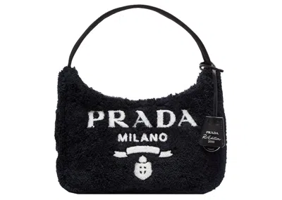 Pre-owned Prada Women's  Reedition 2000 Terry Shoulder Bag Mini In Black