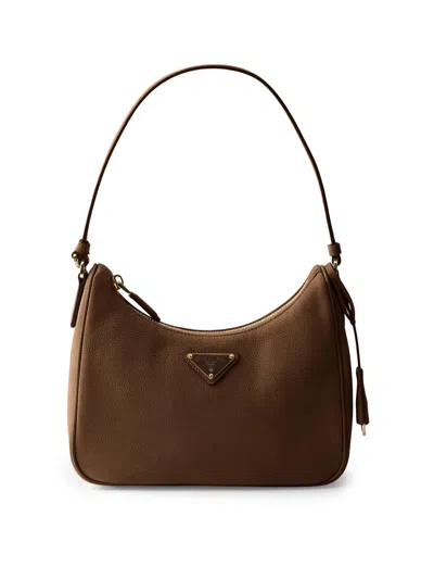 Prada Re-edition 2005 Nubuck And Saffiano Leather Mini-bag In Brown