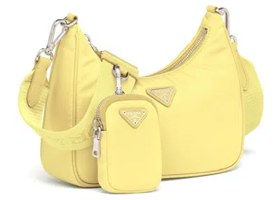 Pre-owned Prada Women's  Reedition 2005 Nylon Bag In Lemon Yellow
