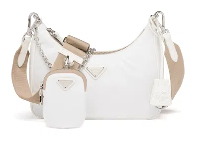 Pre-owned Prada Women's  Reedition 2005 Nylon Bag In White