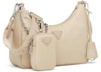 Pre-owned Prada Women's  Reedition 2005 Shoulder Bag In Desert Beige In Sand