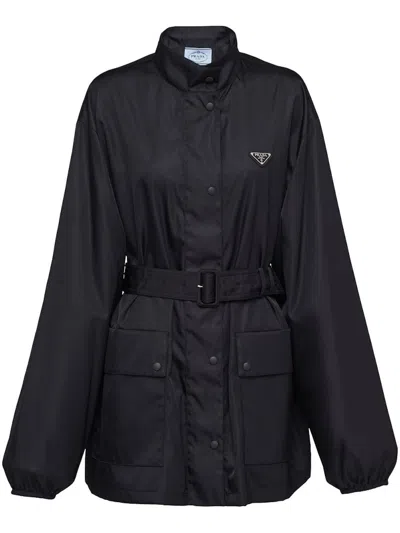 Pre-owned Prada Women's  Regernated Nylon Rain Coat In Black