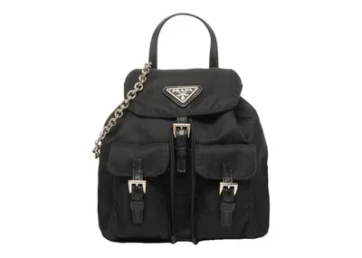 Pre-owned Prada Women's  Renylon Backpack Mini In Black