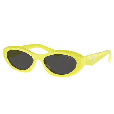 Pre-owned Prada Women's  Round Sunglasses In Yellow (pr_26zs_13l08z)