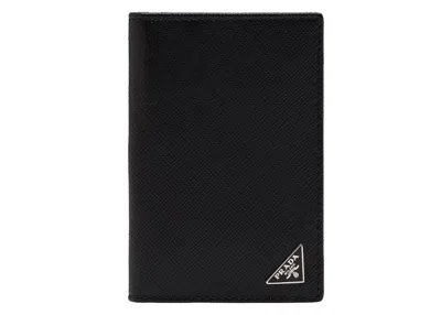 Pre-owned Prada Women's  Saffiano Leather Card Holder In Black