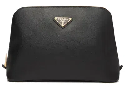 Pre-owned Prada Women's  Saffiano Leather Travel Case In Black