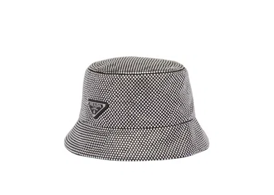 Pre-owned Prada Women's  Satin Bucket Hat With S In Crystal