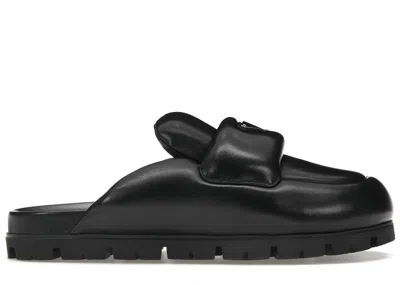 Pre-owned Prada Women's  Soft Padded 20mm Sabots Nappa Leather Sneakers In Black