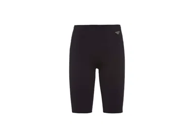 Pre-owned Prada Women's  Stretch Jersey Biker Shorts In Black