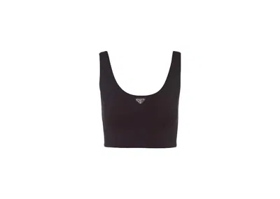 Pre-owned Prada Women's  Stretch Jersey Top In Black