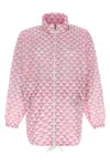 Prada Symbol Geometric High Collar Jacket In Pink